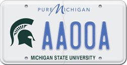 License Plates University Licensing Programs Michigan State State Of Michigan Msu License Plate Information